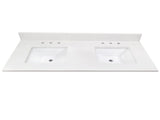 allen + roth Meridian 61-in x 22-in White/polished Engineered Marble Undermount Double Sink Widespread Faucet Mount Bathroom Vanity Top