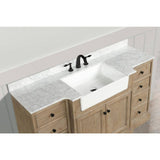 Kelly 60 in. Single Bath Vanity in Weathered Fir with Marble Vanity Top in Carrara White with Farmhouse Basin