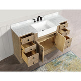 Kelly 60 in. Single Bath Vanity in Weathered Fir with Marble Vanity Top in Carrara White with Farmhouse Basin