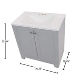 30.25 in. W x 18.75 in. D x 32.89 in. H Bath Vanity in Pearl Gray with White Cultured Marble Vanity Top