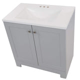30.25 in. W x 18.75 in. D x 32.89 in. H Bath Vanity in Pearl Gray with White Cultured Marble Vanity Top