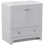 Glacier Bay Delridge 30.25 in. W x 18.75 in. D x 32.89 in. H Single Sink Bath Vanity in Pearl Gray with White Cultured Marble Top