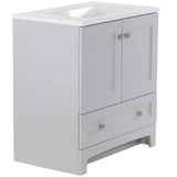 Glacier Bay Delridge 30.25 in. W x 18.75 in. D x 32.89 in. H Single Sink Bath Vanity in Pearl Gray with White Cultured Marble Top