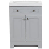 Everdean 25 in. W x 19 in. D x 34 in. H Single Sink Bath Vanity in Pearl Gray with White Cultured Marble Top