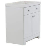 Glacier Bay Everdean 31 in. W x 19 in. D x 34 in. H Single Sink Freestanding Bath Vanity in White with White Cultured Marble Top
