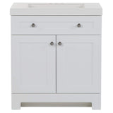 Glacier Bay Everdean 31 in. W x 19 in. D x 34 in. H Single Sink Freestanding Bath Vanity in White with White Cultured Marble Top