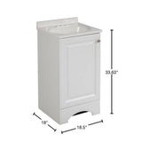 18.63 in. W x 16.63 in. D x 35.00 in. H Bath Vanity in White with Cultured Marble Vanity Top in White with White Basin
