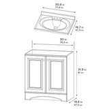 30.5 in. W x 18.69 in. D x 35.86 in. H Bath Vanity in White with Cultured Marble Vanity Top in White with White Basin