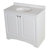 36.5 in. W x 18.68 in. D x 35.36 in. H Bath Vanity in White with Cultured Marble Vanity Top in White with White Basin