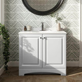 36.5 in. W x 18.68 in. D x 35.36 in. H Bath Vanity in White with Cultured Marble Vanity Top in White with White Basin