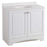 36.5 in. W x 18.68 in. D x 35.36 in. H Bath Vanity in White with Cultured Marble Vanity Top in White with White Basin