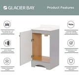 19 in. Single Sink Pearl Gray Bath Vanity with White Cultured Marble Top (Assembled)