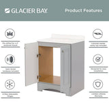 25 in. Single Sink Pearl Gray Bath Vanity with White Cultured Marble Top (Assembled)