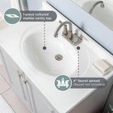 25 in. Single Sink Pearl Gray Bath Vanity with White Cultured Marble Top (Assembled)