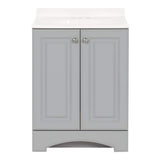 25 in. Single Sink Pearl Gray Bath Vanity with White Cultured Marble Top (Assembled)