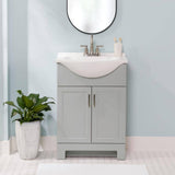 Weldon 25 in. Single Sink Pearl Gray Bath Vanity with White Cultured Marble Top (Assembled)