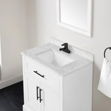 Home Decorators Collection Doveton 24 in. Single Sink Freestanding White Bath Vanity with White Engineered Marble Top (Fully Assembled)