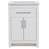 Clady 25 in. Single Sink White Bath Vanity with Silver Ash Cultured Marble Top (Assembled)