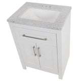 Clady 25 in. Single Sink White Bath Vanity with Silver Ash Cultured Marble Top (Assembled)