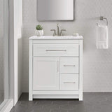 Clady 30.5 in. W x 18.8 in. D x 35.4 in. H Freestanding Bath Vanity in White with Silver Ash Cultured Marble Top