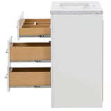 Clady 30.5 in. W x 18.8 in. D x 35.4 in. H Freestanding Bath Vanity in White with Silver Ash Cultured Marble Top