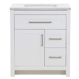 Clady 30.5 in. W x 18.8 in. D x 35.4 in. H Freestanding Bath Vanity in White with Silver Ash Cultured Marble Top