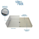 Redi Free 34 in. x 48 in. Barrier Free Shower Base with Center Drain and Polished Chrome Drain Plate