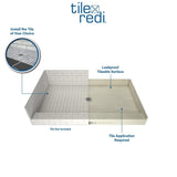 Redi Base 60 in. L x 32 in. W Alcove Single Threshold Shower Pan Base with Center Drain in Polished Chrome