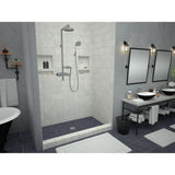 Redi Base 60 in. L x 32 in. W Alcove Single Threshold Shower Pan Base with Center Drain in Polished Chrome